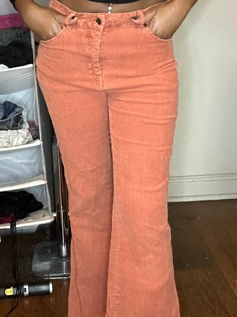 Rust Orange Corduroy Flare Pants